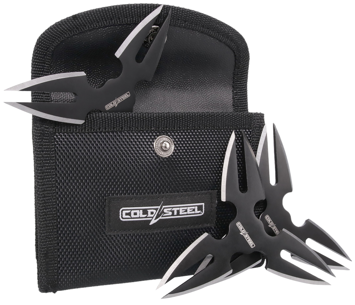 Cold Steel Throwing Stars 1.50" Black Oxide 420 Stainless Steel 3-Pack w/Nylon Sheath