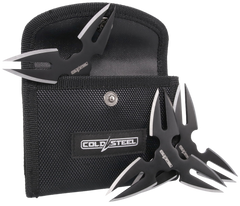 Cold Steel Throwing Stars 1.50" Black Oxide 420 Stainless Steel 3-Pack w/Nylon Sheath