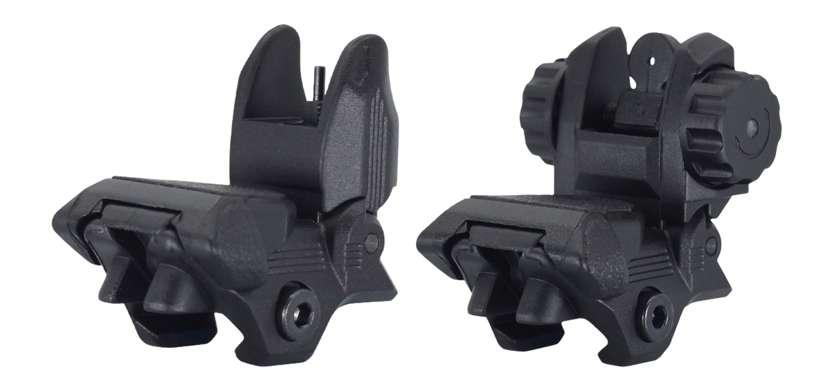 JE Machine Tech TS-PS22B AR-15 Polymer Flip-Up Front/Rear Sight Set - Black