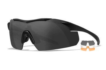 Wiley X Vapor Safety Glasses Smoke Gray/Clear/Light Rust Lenses - Matte Black Frame