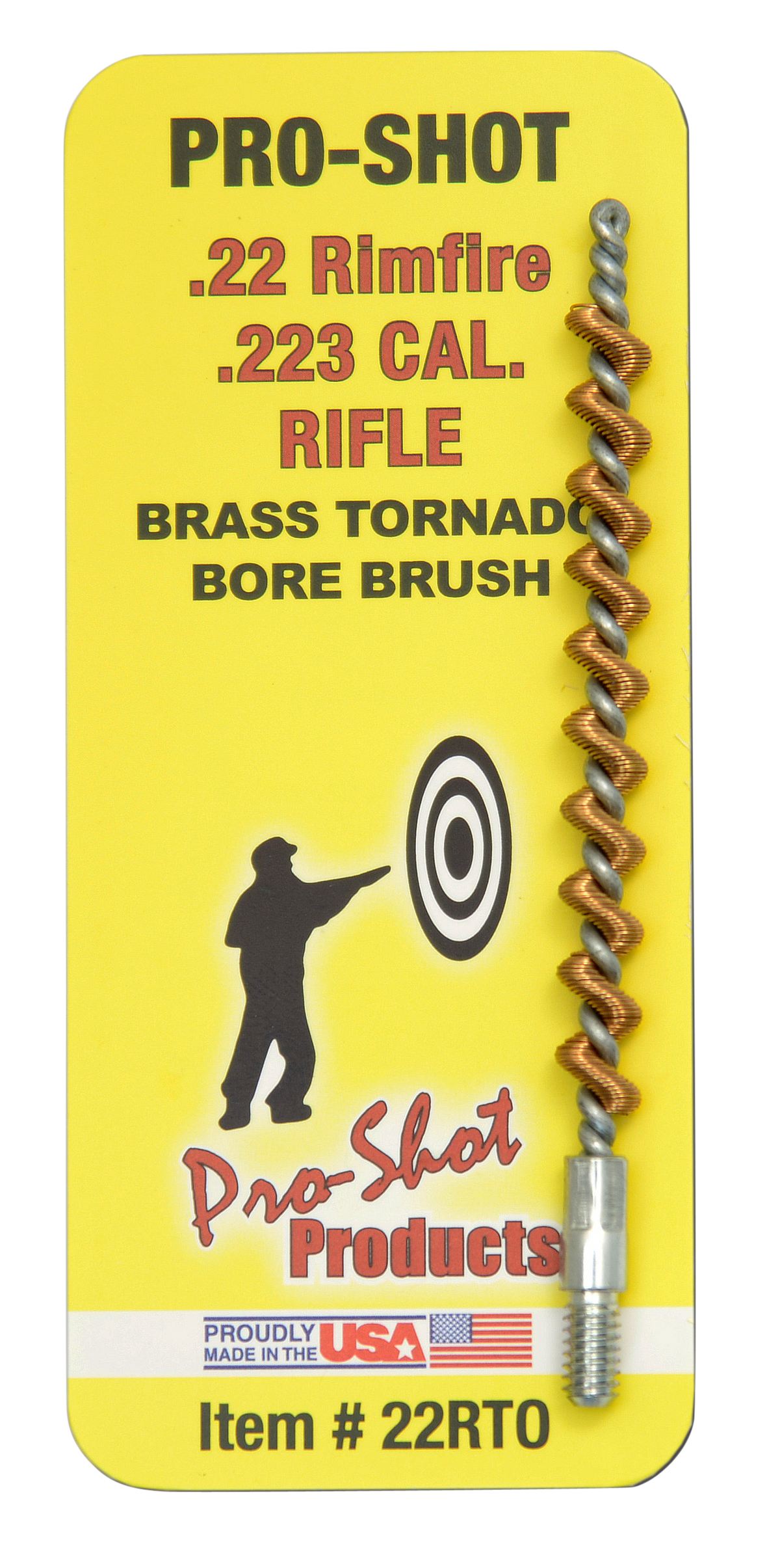 Pro-Shot 22RTO Tornado Bore Brush .22/.223/5.56mm Cal Rifle #8-32 Thread Brass Spiral Wound
