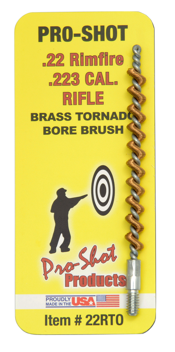 Pro-Shot 22RTO Tornado Bore Brush .22/.223/5.56mm Cal Rifle #8-32 Thread Brass Spiral Wound