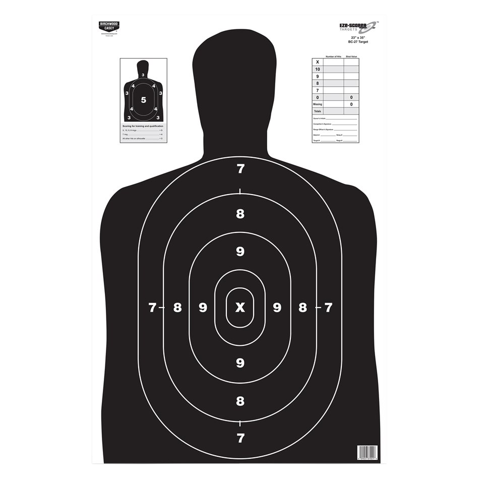 Birchwood Casey EZE-Scorer BC-27 Silhouette Paper Hanging Target 23" x 35" 5-Pack