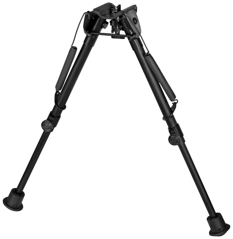 Harris 1A2-L2 Bipod Non-Swivel 9-13" Swivel Stud Rubber Feet - Self-Leveling Legs - Black Steel/Aluminum