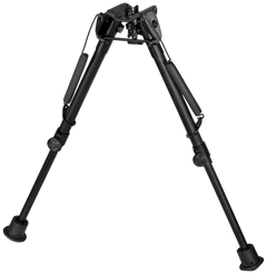 Harris 1A2-L2 Bipod Non-Swivel 9-13" Swivel Stud Rubber Feet - Self-Leveling Legs - Black Steel/Aluminum