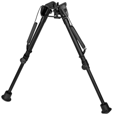 Harris 1A2-L2 Bipod Non-Swivel 9-13" Swivel Stud Rubber Feet - Self-Leveling Legs - Black Steel/Aluminum