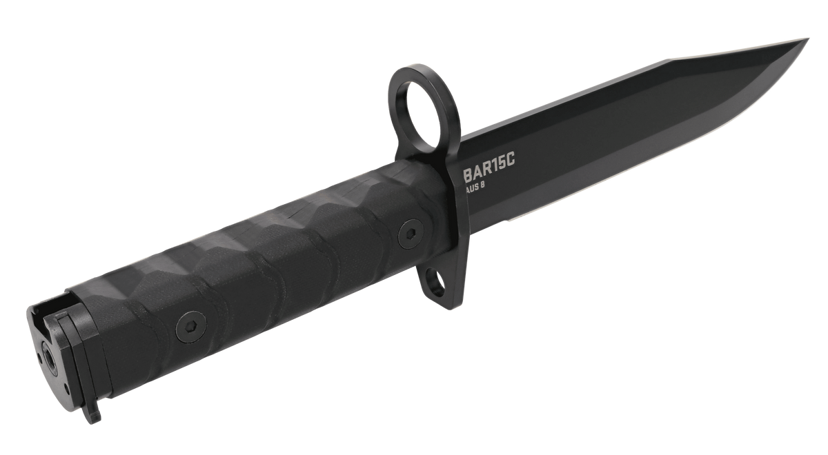 S.O.G BAR15D 6" Bayonet Fixed Blade Drop Point AUS-8 Black PVD G10 Handle
