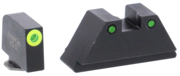Ameriglo GL252 Optic Compatible Sight Set for Glock XL Tall Green Tritium LumiGreen Outline Front / Black Outline Rear