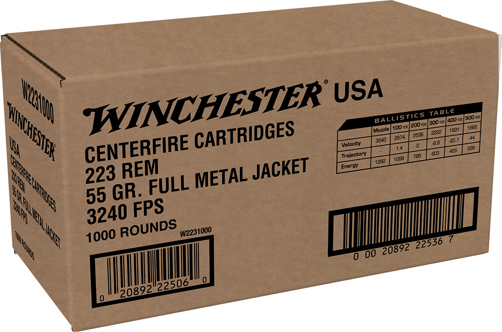 Winchester Ammo USA .223 Rem 55gr Full Metal Jacket 1000 Rd Case