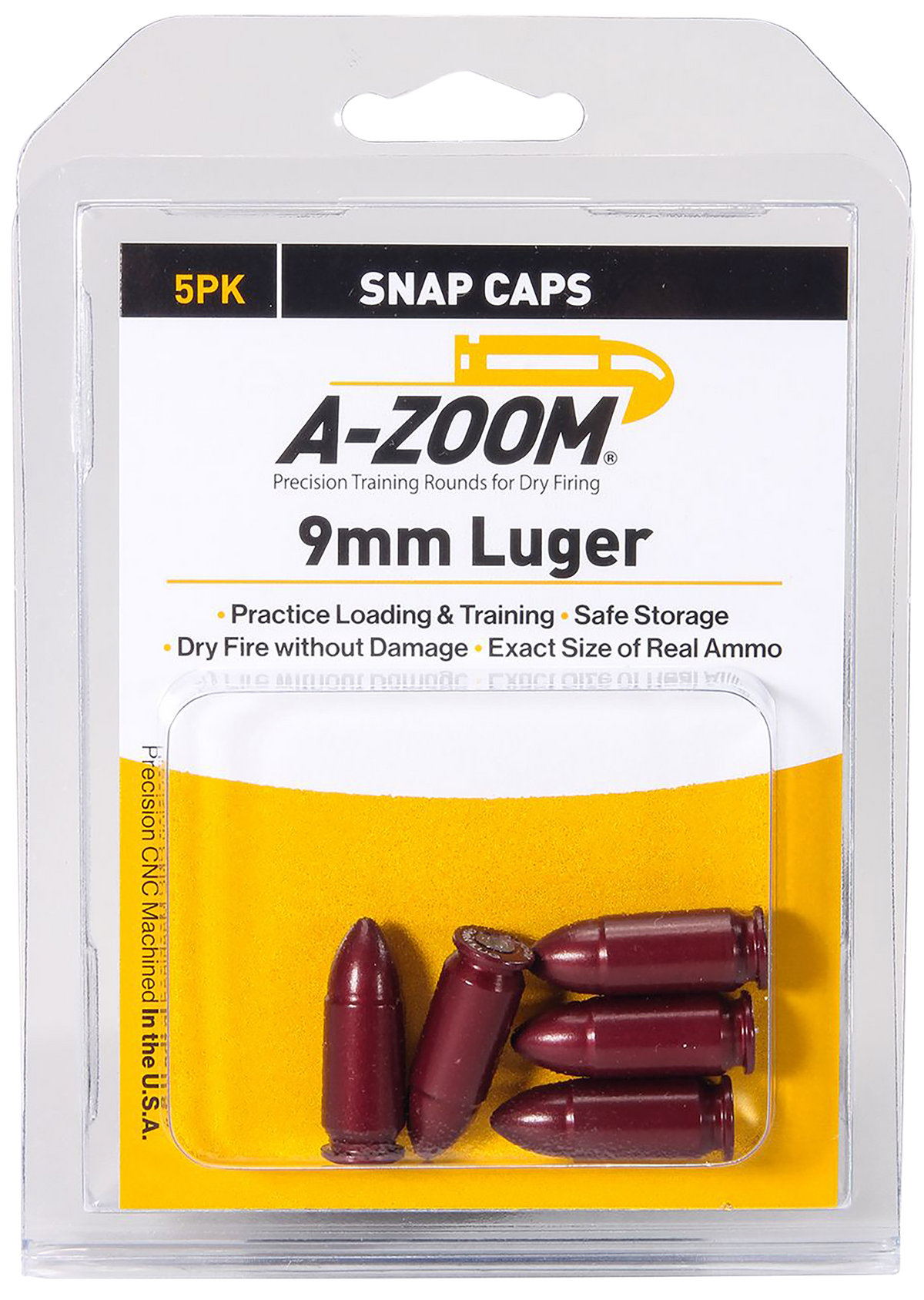A-Zoom 15116 Pistol Snap Caps 9mm Luger 5-Pack