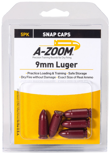 A-Zoom 15116 Pistol Snap Caps 9mm Luger 5-Pack