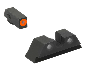 Meprolight USA Hyper-Bright Sight Set Glock 17/17L/19/22 Green Tritium Orange Outline Front Green Tritium Black Outline Rear
