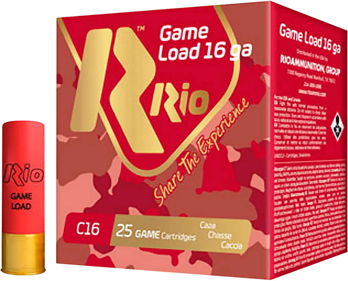 Rio Ammunition Game Load 16 Gauge 2.75" 1-1/8 oz #8 Shot - Box or Case