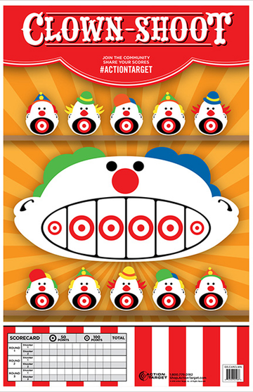 Action Target GSCARCLWN100 Entertainment Clowns Paper Hanging Target 23" x 35" 100/Box