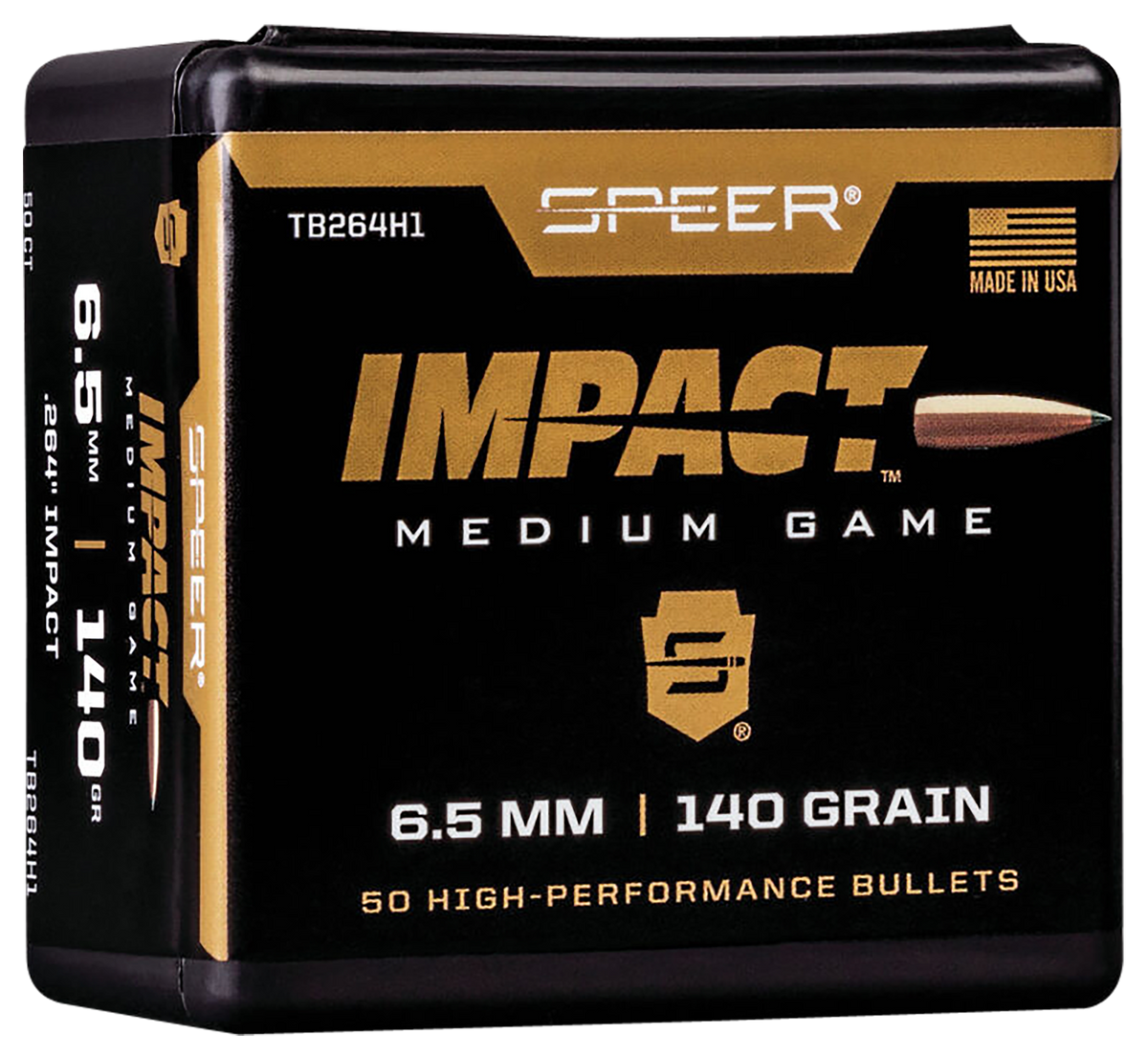 Speer Ammo Impact 6.5 Creedmoor 140gr Polymer Tip Bonded Reloading Bullets - 50/Box