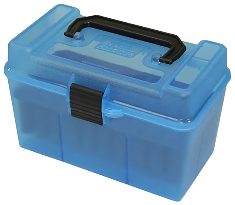 MTM Case-Gard H50RL24 Deluxe Ammo Box 50rd Clear Blue Polypropylene