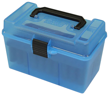 MTM Case-Gard H50RL24 Deluxe Ammo Box 50rd Clear Blue Polypropylene