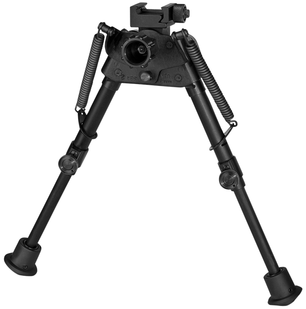 Harris S-BR2P Swivel Bipod Picatinny 6-9" Black Steel/Aluminum - Self-Leveling Legs, Rubber Feet