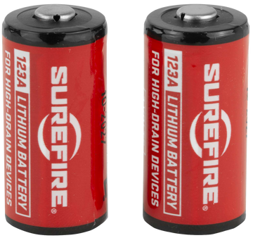 Surefire SF2CB 123A CR123A Lithium 3V 1,500 mAh Batteries (2-Pack) - Red/Black