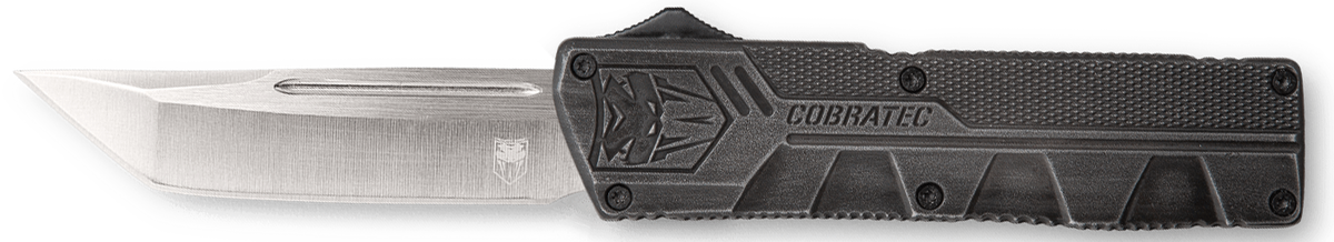 CobraTec Knives Lightweight 3.25" OTF Tanto Plain D2 Steel Stonewashed Aluminum Handle