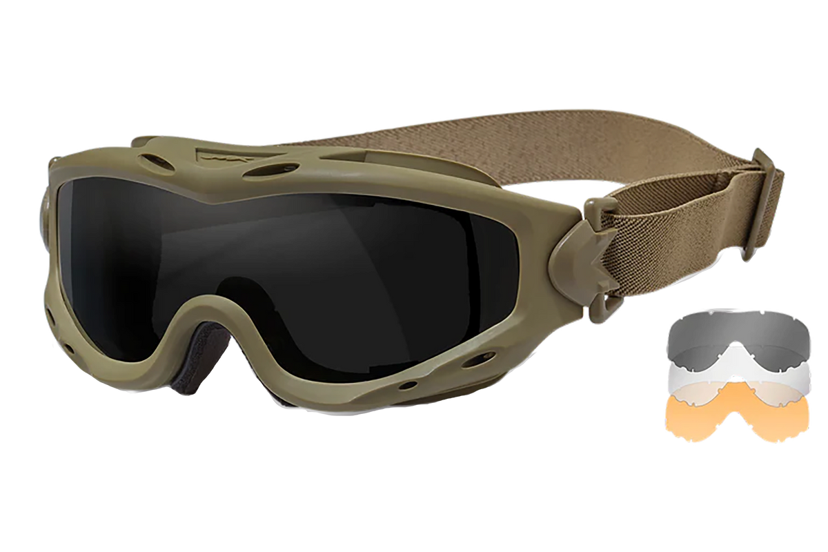 Wiley X Spear SP293T Ballistic Goggles Tan Frame Smoke Gray/Clear/Light Rust