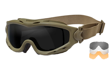 Wiley X Spear SP293T Ballistic Goggles Tan Frame Smoke Gray/Clear/Light Rust