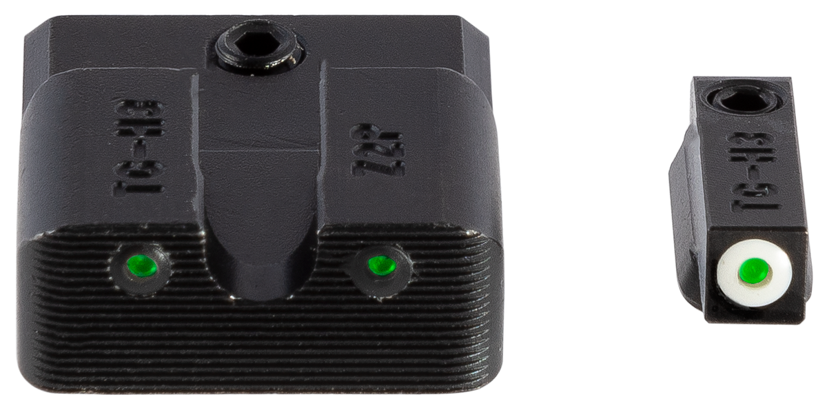 TruGlo Tritium Pro S&W 380 Shield EZ Night Sight Set - Green Tritium / White Outline Front