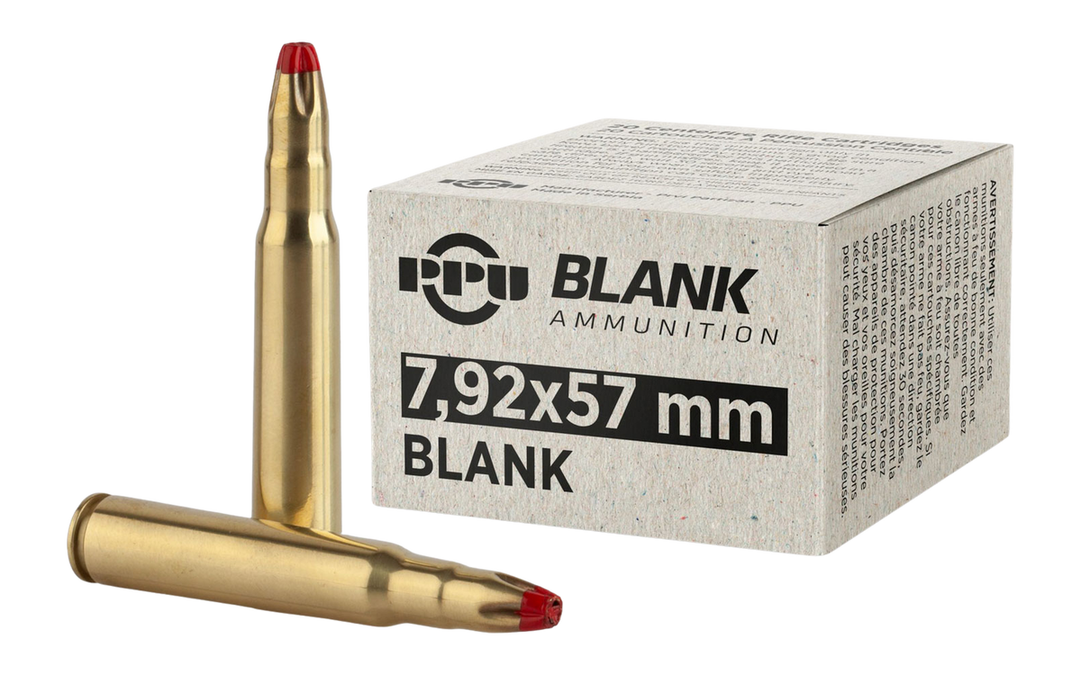 TR&Z PPU PPB73 7.9x57 Blank 20rd Box - 25 Bx/Case (500 Rds)