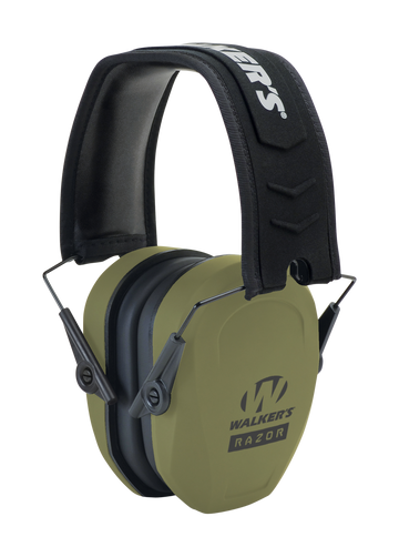 Walkers Game Ear Razor Slim Passive Muff 27 dB Over the Head OD Green/Black Polymer
