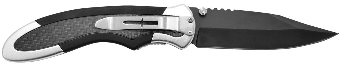 Camillus Chameleon 3.5" Folding Drop Point AUS-8A Carbonitride Titanium Plain Edge Knife - Black Carbon Fiber/Aluminum Handle
