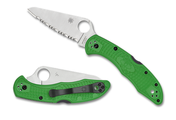 Spyderco Salt 2 3" Clip Point Serrated LC200N Green FRN Folding Knife