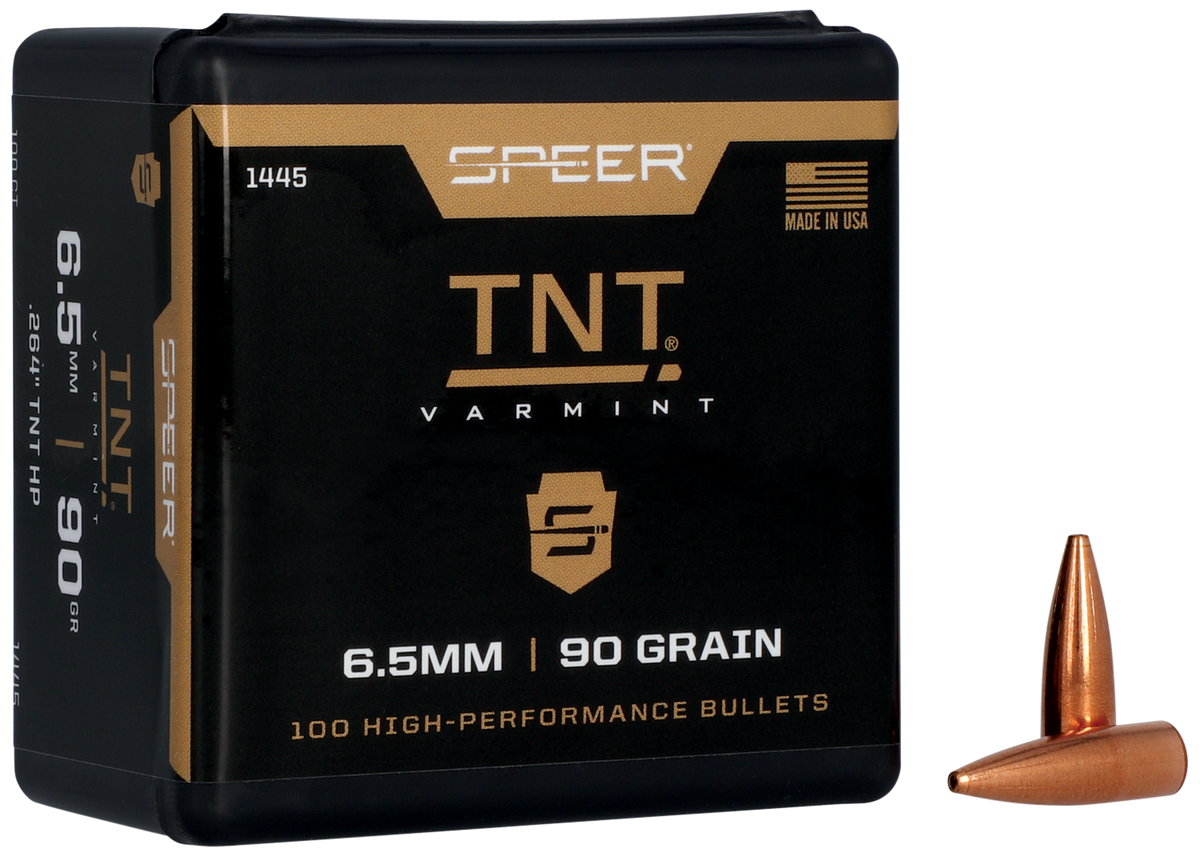 Speer Ammo 1445 TNT 6.5 Creedmoor 90gr Jacketed Hollow Point Rifle Reloading Bullets - 100/Box
