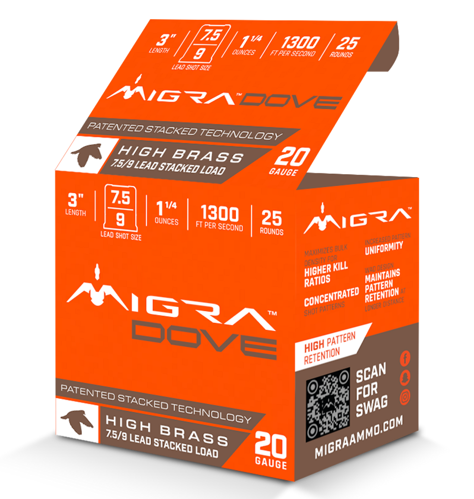 Migra Ammunition Ultimate Dove 20 Gauge 3" 1-1/4 oz 7.5/9 Shot 25 Rd - Box or Case