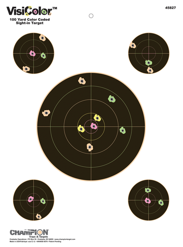 Champion Targets VisiColor Sight-In 5" Bullseye Self-Adhesive Paper 13" x 18" Multi-Color 10 Pack