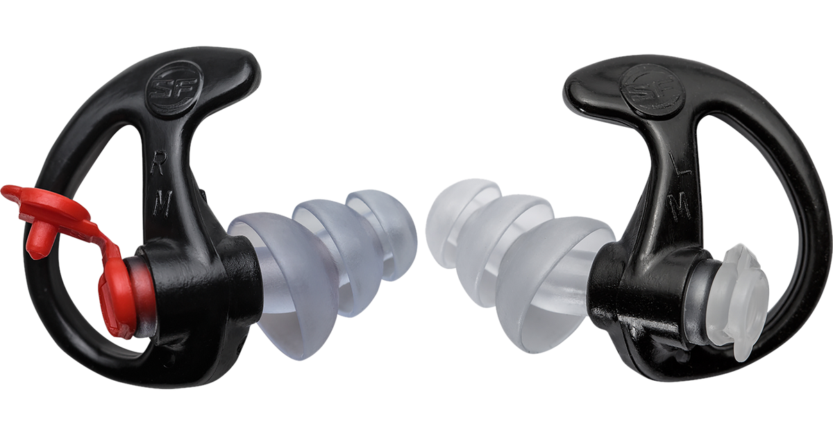 Surefire EP4 Sonic Defenders Plus 24 dB Flanged Polymer Earplugs - Medium, Black