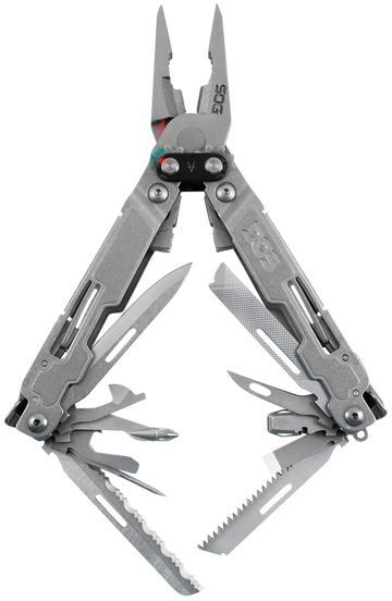 S.O.G PowerAccess Deluxe 21-Tool 2.74" Serrated Blade Stone Wash Stainless Steel Multi-Tool w/Nylon Sheath