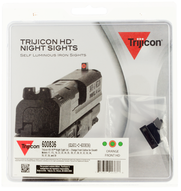 Trijicon HD XR Night Sight Set - Green Tritium w/Orange Outline Front, Green Tritium w/Black Outline Rear - Fits Glock 17/17L/19/22-39 Standard Frame
