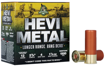 HEVI-Metal Longer Range 12 Gauge 2.75" 1-1/8 oz #4 Shot 1500 fps - Box or Case