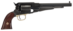 Cimarron Preacher 1858 45 Colt/44 Cal 8" 6-Shot SAO Revolver - Blued w/Gold Frame, Walnut Grip