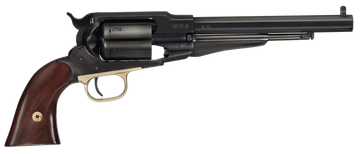 Cimarron Preacher 1858 45 Colt/44 Cal 8" 6-Shot SAO Revolver - Blued w/Gold Frame, Walnut Grip