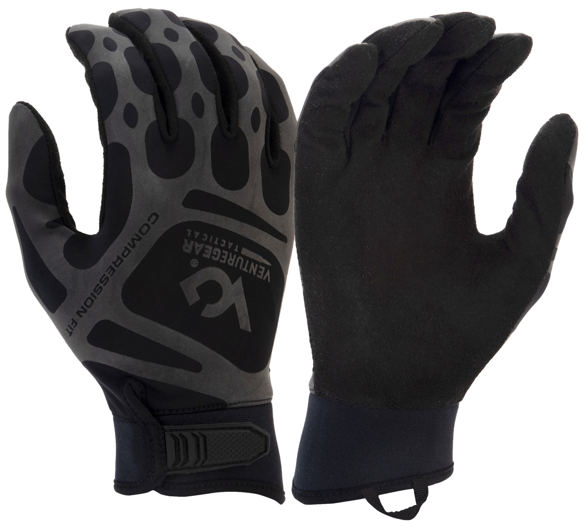 Pyramex Venture Gear Compression Training Gloves Black Synthetic Leather XXL Hook & Loop