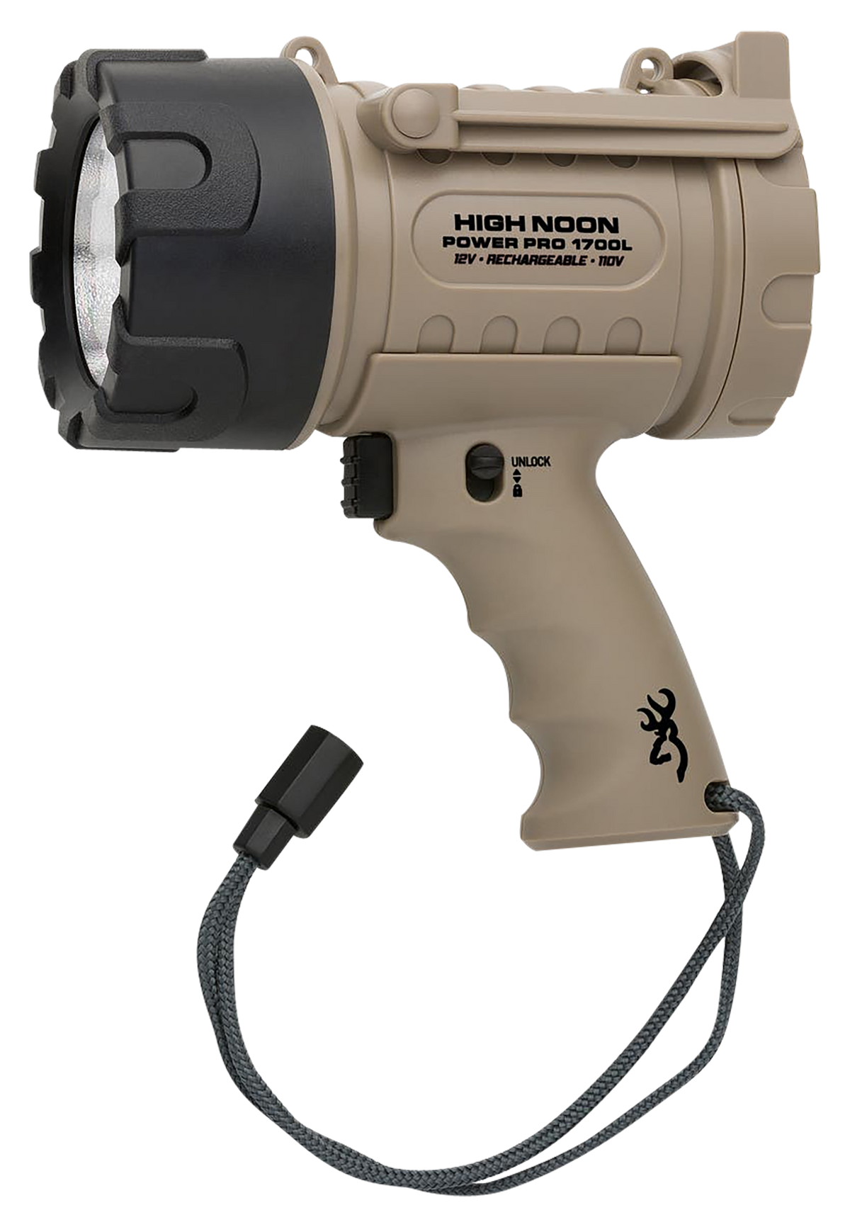 Browning High Noon Power Pro 1700 Lumen USB/12V Rechargeable LED Spotlight - Tan