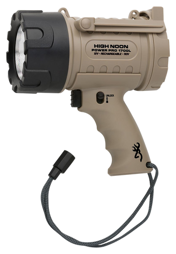 Browning High Noon Power Pro 1700 Lumen USB/12V Rechargeable LED Spotlight - Tan