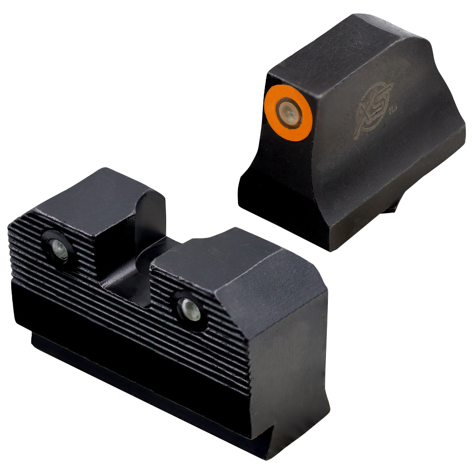 XS Sights R3D Night Sights for Glock - Suppressor Height 3-Dot Green Tritium / Orange Outline Front / Green Tritium Rear