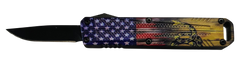 Xcaliber Knife Company Drop Point Mini 1.80" OTF Plain 440C - US Flag Aluminum
