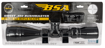 BSA Sweet 450 Bushmaster 3-9x40mm AO 30/30 Reticle Matte Black Rifle Scope w/ Rings