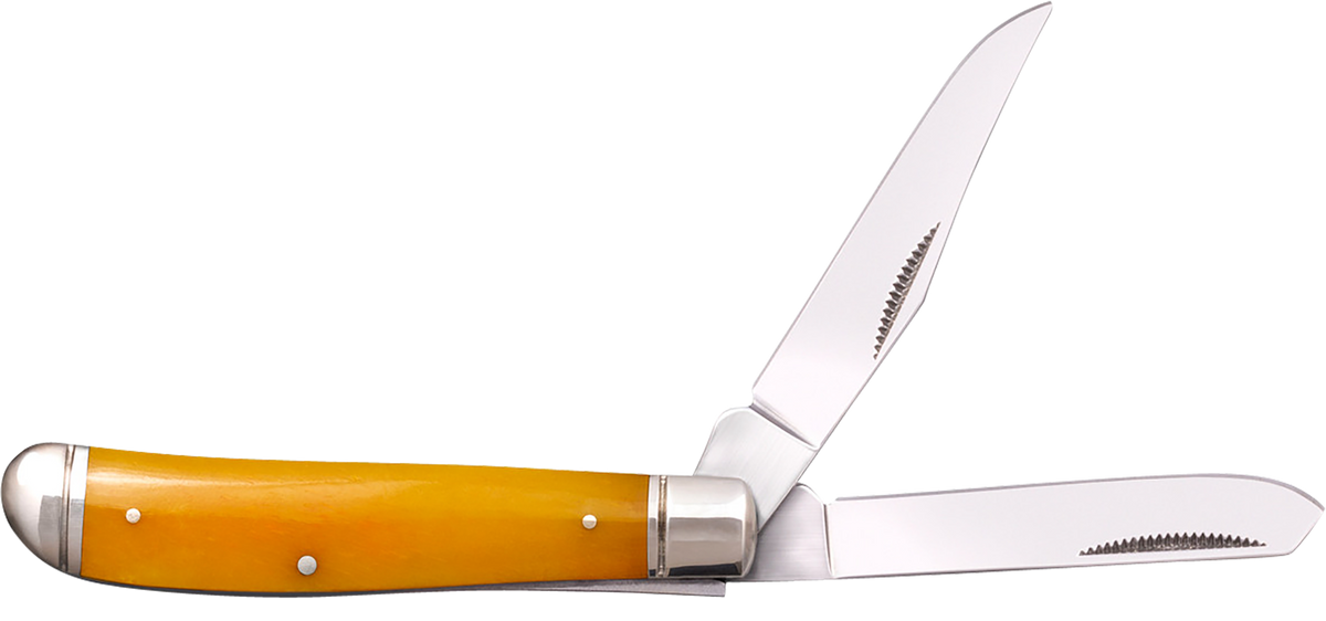 Cold Steel Trapper Mini 2.60"/2.70" Folding Clip/Spey Plain 3Cr13MoV SS Blade Yellow Bone Handle w/Polished Bolsters