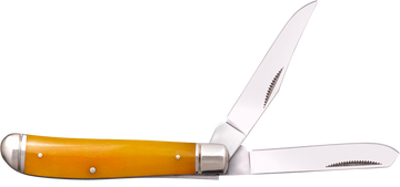 Cold Steel Trapper Mini 2.60"/2.70" Folding Clip/Spey Plain 3Cr13MoV SS Blade Yellow Bone Handle w/Polished Bolsters