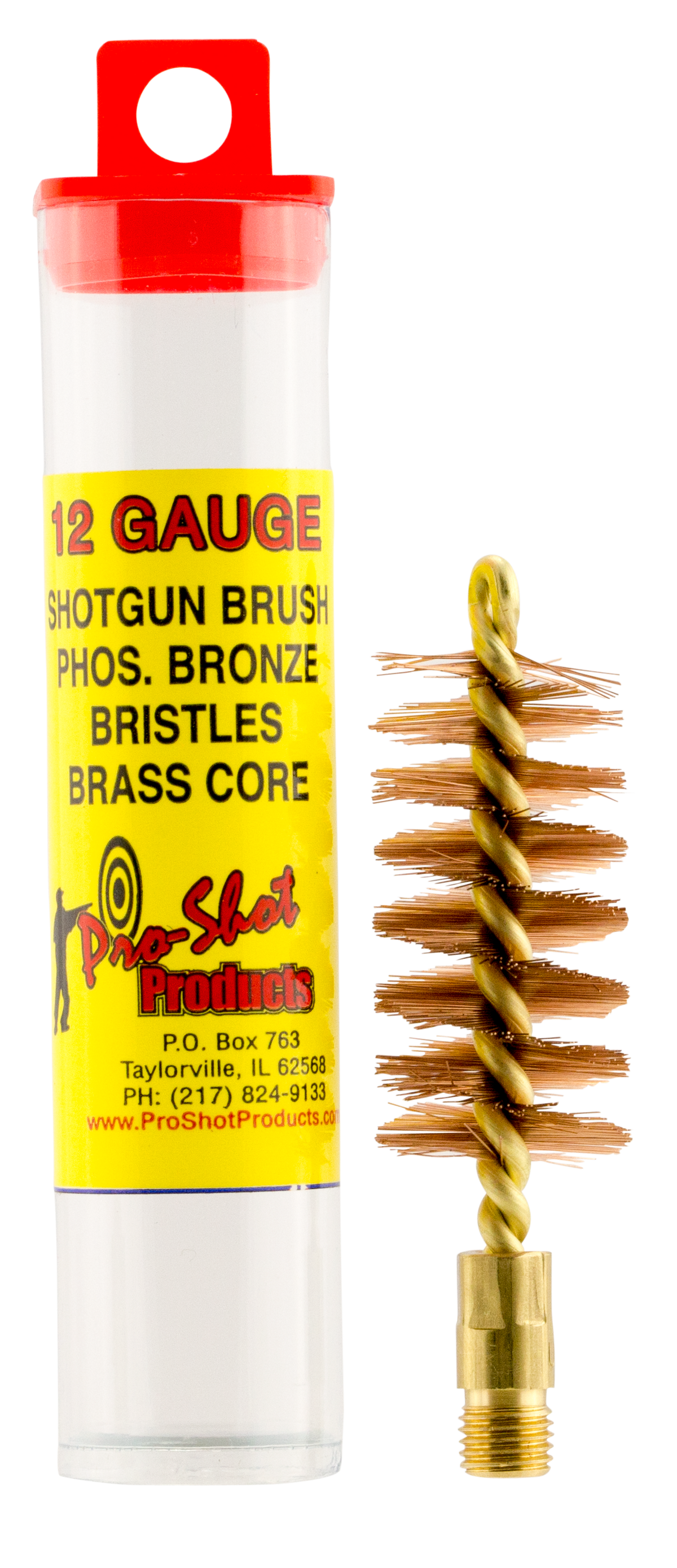 Pro-Shot 12S Bore Brush 12 Gauge Shotgun #5/16-27 Thread Bronze Bristles Brass Core