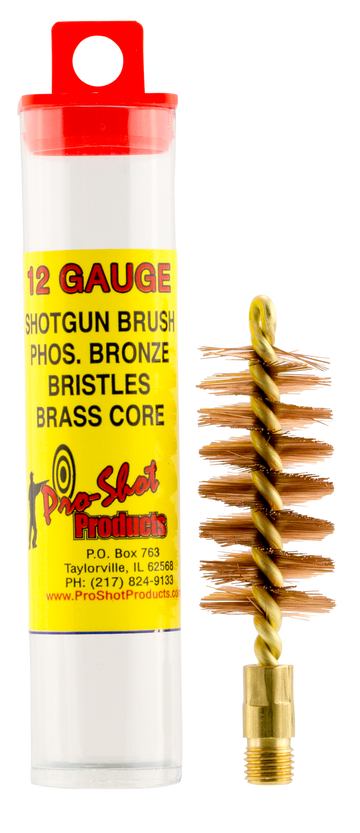 Pro-Shot 12S Bore Brush 12 Gauge Shotgun #5/16-27 Thread Bronze Bristles Brass Core